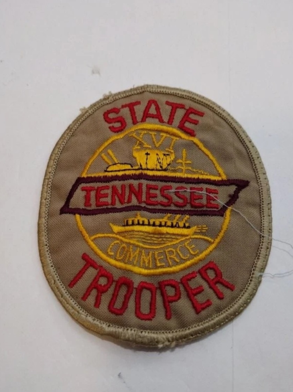 Vintage Tennessee State Trooper Embroidered Patch - Tan, Red & Yellow